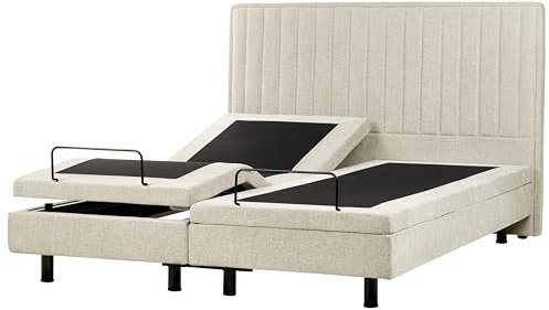 Beliani Polsterbett elektrisch verstellbar beige 180x200 cm Fernbedienung Castellan