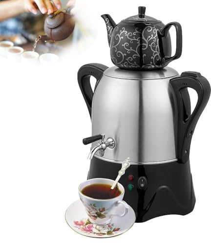 Théière Électrique Turque 2000 W, Bouilloire Double En Acier Inoxydable Avec Infuseur, Théière En Acier Inoxydable De 3 L, Théière En Céramique De 1 L, Avec Fonction Maintien Au Chaud