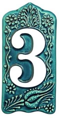 Numéro de maison en céramique – Plaque d'adresse extérieure personnalisée – Art turc Iznik – Décoration de porte résistante aux intempéries – Chiffres de 0 à 9 (Green, 9)