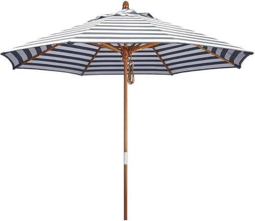 Parasol De Jardin ExtéRieur plage, de camping, de d'extérieur, autoportant, rayé, 2,7 m, avec poteau en bois, 8 baleines, protection UV, polyester, 210 cm, pour piscine et terrasse