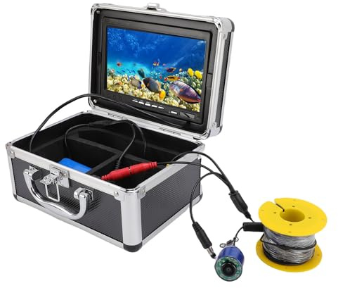 Tosuny Unterwasserfischerkamera, 5MP 1080p Fischkamera mit 195 ° Weitwinkellinse 7 Zoll HD Bildschirmfischfinder mit 20 M Kabel (EU-Stecker)