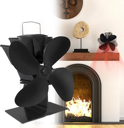 YZNAHRE Kaminventilator 4-Flügel, Ofenventilator ohne Strom für Holzöfen, Stove Fan für Kamin zur Wärmeumwälzung