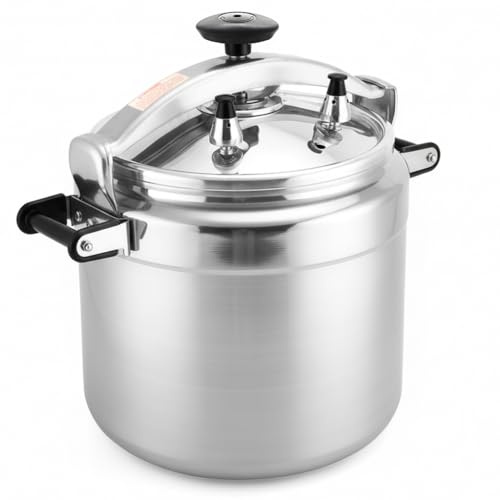 kilogorge 26 Quart Clamp On Pressure Cooker,Heavy-Duty Aluminum Pressure Cooker with Safety Bar Locking Lock, 2 ValvesrFast Cooking,for All Stovetops (Induction Compatible), for Family or Commercial