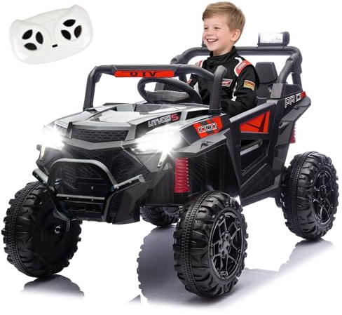 Okybaby 24V Ride on Car, 400W Electric UTV High Chassis SUV Kids Car with Extra Trunk, Electric Cars for Toddlers & Big Kids w/Parent Remote, 4-Wheel Suspension, Music & Bluetooth, Black