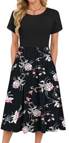 MOLERANI Summer Dresses for Women UK Round Neck with Pockets Bk Orchid 2XL