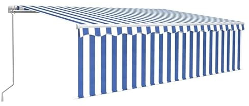 Manuelle Markise 5x3 m mit Rollo & – Blau & Weiß – Pulverbeschichtetes Aluminium & 100% Polyestergewebe – Perfekter Sonnenschutz für Garten, Terrasse oder Balkon