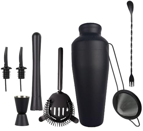 Shaker Set Bartender Kit – Stainless Steel Cocktail Tools | Professional Kit With Jigger Strainer And Bar Spoon For Home Bar Parties Happy Hour And Drink Making Entertaining Guests