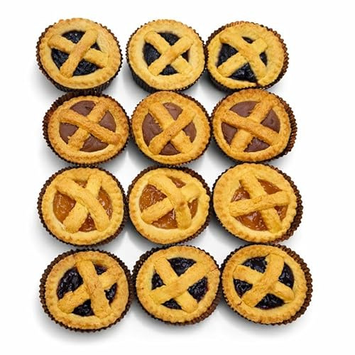 Crostatine Artigianali Miste Ø 9 cm – Confezione da 12 Pezzi – Albicocca, Ciliegia, Nocciola e Frutti di Bosco – Dolci da Forno Monoporzione