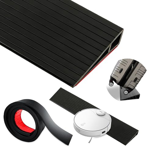GEEKHOM Türschwellenrampe 100 x 6 x 1,5 cm Rampe für Saugroboter Selbstklebende Rollstuhlrampe Übergangsprofil, rutschfeste TPE-Schwellenrampe für Kinderwagen Rollatoren Elektroroller Rollstühle