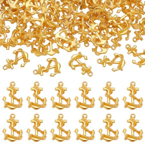 UNICRAFTALE Alrededor de 100 colgantes de ancla de metal con motivos oceánicos, vintage, náuticos, para hacer joyas, joyas marineras, adornos marineros