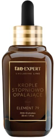 TanExpert The Element 79 brun utan sol 35 ml självbrun droppar för ansikte och dekolletage med guld