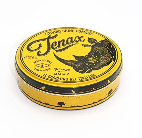 Tenax Strong Shine Pomade, 125ml, Pomade for Men with Strong, Long-Lasting Hold and Shine, Water-Based Men's Hair Wax for Structured and Soft Hair, Suitable for all Hair Types