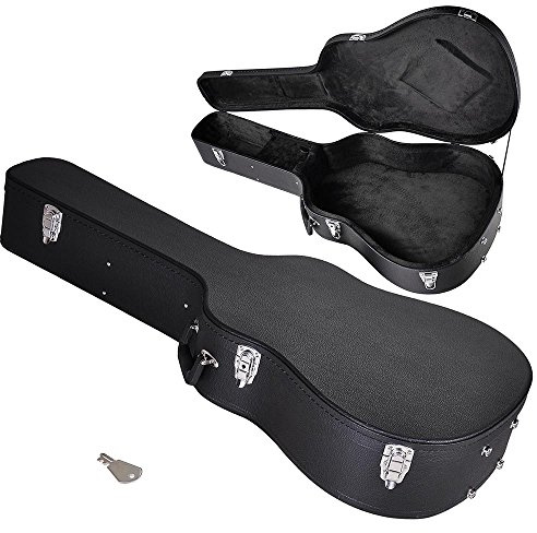 ZeHuoGe Wood Hard-Shell Case With Lock For 41 Acoustic Dreadnought Guitar PU Surface (For Acoustic Guitar)