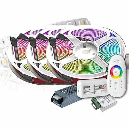 15M PREMIUM 24V LED Streifen Band Strip RGB+WW RGBW 5050 SMD RGB+Warmweiss LED Lichtleiste 900LEDs 60LED's/M+controll mit RF TOUCH Fernbedienung +24v 16A 400W Netzteil ULTRA SLIM TRAFO