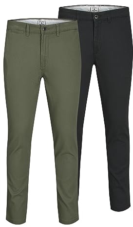 JACK & JONES Mens 2 Pack Marco Chino Trousers Cotton
