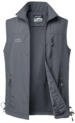 KTWOLEN Gilet Uomo Tipo Caccia Estivo Leggero Gilet da Pesca da Uomo Gilet ad Asciugatura Rapida Giubbotto da Fotografico Giacca Lavoro Senza Maniche