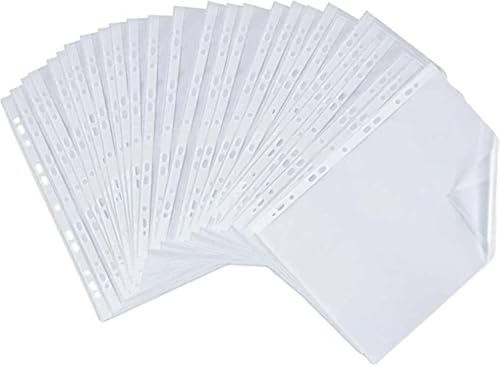 JKG® 50 Pack A4 Clear Poly Pockets - Plastic Punched Pockets A4 Organizer | Strong Plastic Wallet Folder | Home, Office, Work Document Wallet | Perfect for Document Files Ring Binder