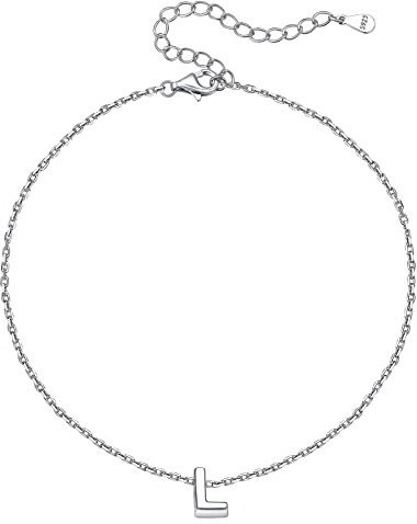 ChicSilver Süße Fußkettchen mit Buchstabe L Anhänger damen Silber Alphabet Fußschmuck Sommer Strand Fußkettchen mit Geschenkebox für Sie und Ihre Lieber