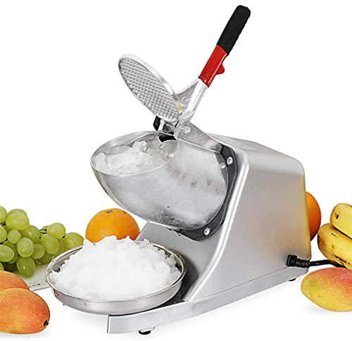 Tritaghiaccio elettrico 200W Macchina per il ghiaccio rasato Rasoio per ghiaccio Macchina per coni di neve 143 libbre/ora Usato per fare cocktail Mojito Smoothie Granita, Home Bar Commercial (Argent