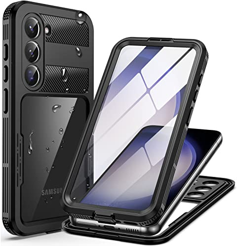 Focusor für Samsung Galaxy S23 5G Hülle IP68 Wasserdicht 360 Grad Outdoor | Schwarz,Wasserfest Schutzhülle,Waterproof,Handyhülle mit Displayschutz,Stoßfest Panzerhülle,Full Cover,Staubdicht,Baustelle
