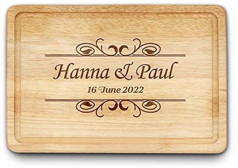 Personalised Chopping Board Cheese Board Oak Wooden Cutting Board Anniversary Wedding Gift Laser Chopping Board Custom Anniversary Home Decor Gift for Couples & Families(Design2)