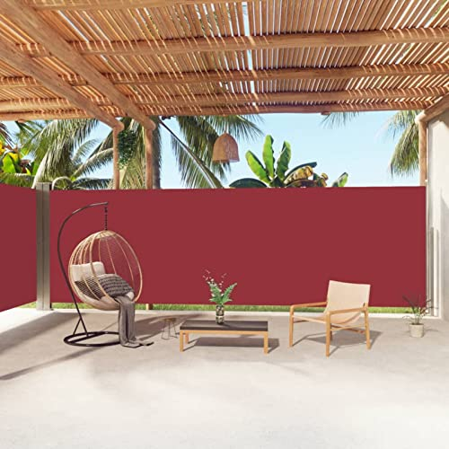 LAPOOH Seitenmarkise Ausziehbar, Windschutz Terrasse, Balkon Windschutz, Balkon Sichtschutz, Sichtschutz Zaun, Sichtschutzzaun, Markise Balkon, Sichtschutzwand, Rot 200x1000 cm