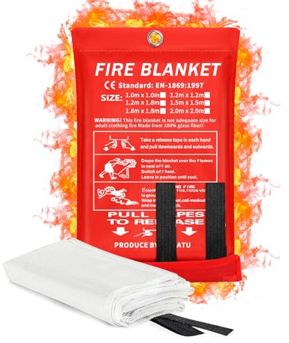 Lancryen nödfilt, brandsläckarfilt, branddämpande filt, flamskyddsfilt brandsäkerhetsfilt för hem, kök, skola, grill, bil, kontor, lager (102 x 102 cm)