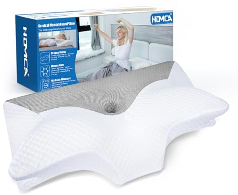 HOMCA Orthopädisches Kissen Memory Foam Nackenstützkissen für HWS Ergonomisches Kopfkissen für Rücken-, Seiten- und Bauchschläfer, Grau, 70 x 40 x 8.5/14cm