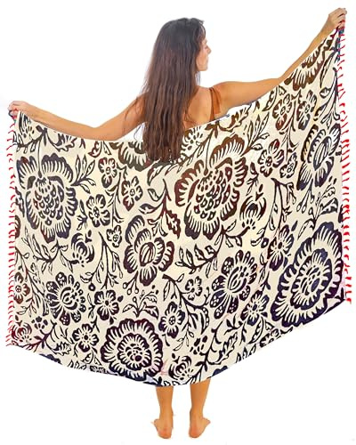 Mandala Life ART grön pareo kvinnor med tofsar bomull stor strand sarong strandhandduk omlottkjol strandkjol gobeläng omlottduk bikini cover up duk för baddräkt, Chapora, En Storlek