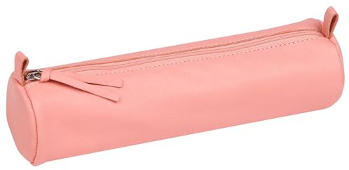 Clairefontaine 410192C - Une Trousse Scolaire Ronde Pastel Ø5,5x22 cm en Véritable Cuir d'Agneau - Fourniture Scolaire - Trousse Crayons de Couleurs - Etui à Crayons - 4 Couleurs, livraison aléatoire