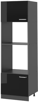 Vicco Mikrowellenschrank R-Line, Schwarz Hochglanz, 60 cm