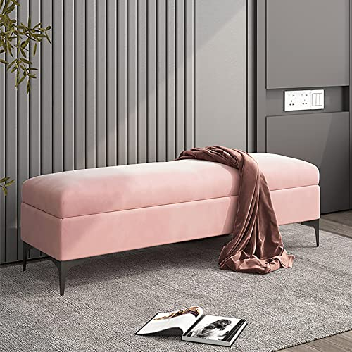 EsEntL Aufbewahrungsbank, Aufbewahrungsbank, samtgepolstertes Ende der Bettbank, Premium-Aufbewahrungstruhe, Schlafzimmerbank mit Stauraum, kein Zusammenbau erforderlich, Rosa, 90 x 40 x 43 cm (35