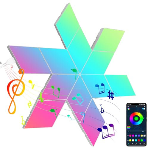 LED Gaming Wandleuchte 12pcs Rhombus RGB Panel - Gaming Deko Wall Light Musik Sync Rhombus Wandbeleuchtung Smart Panels Gamer Room Deko Modular Lampe
