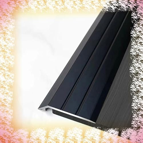 QSPNVFB Aluminium Übergangsschiene Selbstklebend Metall Übergangsstreifen, Ausgleichsprofil Türschwelle Abdeckleiste Rollstuhlrampe, Übergang Höhe 2-5mm(Black,3pcs x L 90(3ft))