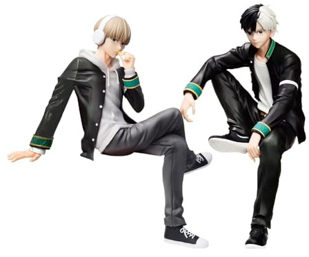 Jiumaocleu 2pcs Wind Breaker Figure Haruka and KAJI REN Figure Statue 15cm Sitting Pose Anime Action Figure Model Handmade Collectible Gifts