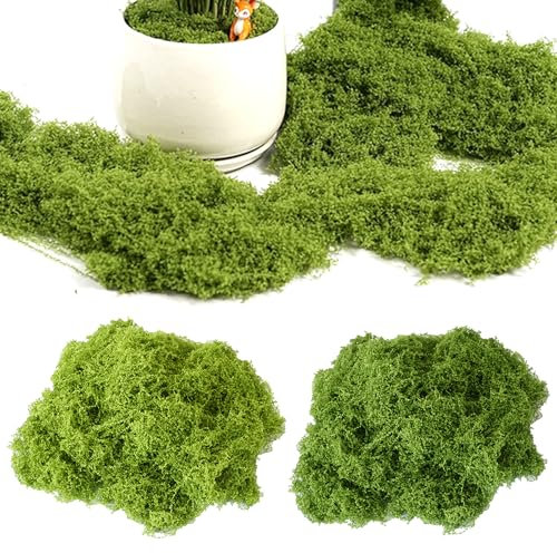 MaNeaz 60G Moos Zum Basteln Kunstmoos Künstliches Moos Moos Basteln Kunstmoos Deko Moos Zum Dekorieren Dekomoos Bastelmoos Für Aquarium Krippe Modellbau (Dunkelgrün 30G + Hellgrün 30G)