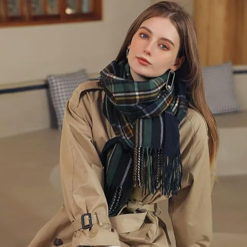 NYSDM Bufanda cálida de tartán de Estilo escocés a la Moda para Mujer, Chal Largo Suave a Cuadros, para Navidad, día de San Valentín, Novia, Esposa, mamá