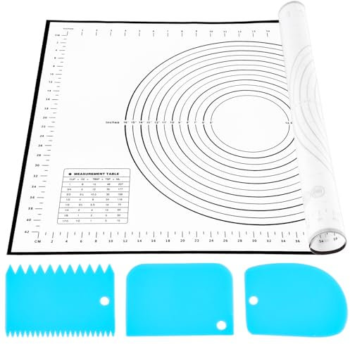 Nifogo Spianatoia per Impastare 70x50 cm con Tagliapasta, Grande Tappetino Silicone Forno Cucina Riutilizzabile Antiaderente Resistente per Pizza Pasta Macaron