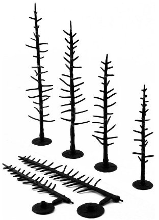 Woodland Scenics Spur H0 WTR1124 Nadelbaumrohlinge Pinien Baumskelette Nadelbäume selbst gestalten beflocken belauben 70 Stück biegsam 6-10cm TT N TR1124