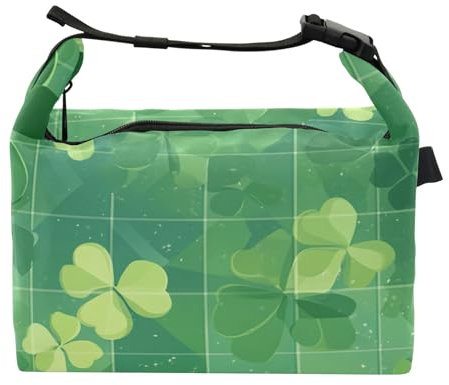 ZRWLUCKY - Lonchera térmica para niñas, diseño de tréboles, color verde de la suerte, para cocina, universidad