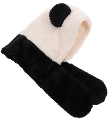 VALICLUD Schwarze Weiße Panda Wintermütze Damen Mit Kreuzschal Weich Warm Kuschelig Plüsch Ohrenschutz Modische Winterkopfbedeckung Für Halloween Party Kostüm