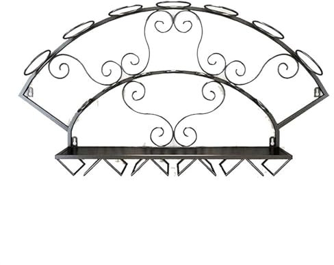 ZENGXJYCQINGJIANG Weinregal Weinregal for Aufhängen an der Wand, dekorativer Weinschrank, rotes Barregal for Aufhängen an der Wand, hoher Weinglashalter auf dem Kopf Alkohol Regal(Schwarz)