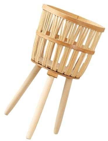 TOYANDONA Soporte para Plantas de Bambú Tejido a Mano, Estante para Macetas de Interior y Jardín Protección para Mascotas, Diseño Khaki y Material Madera Natural