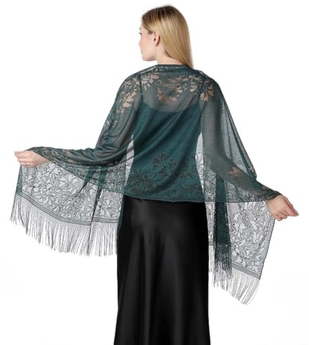 VONJUMA Stola Damen Halstuch Chiffon Sommer Schal Damen Festliche Stola Für Abendkleid Oder Brautkleid Hochzeit Scarf Geschenk Zum Muttertag Grün