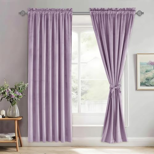 JIUZHEN Verdunkelungsvorhänge aus Samt für Schlafzimmer, 183 cm, wärmeisoliert, Raumverdunkelungsvorhänge für Wohnzimmer/Büro/Party, 2 Stück, 132 x 183 cm (B x L)