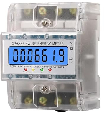 Compteur d'électricité numérique DTS6619 Compteur Kwh Triphasé 100A Affichage Numérique LCD Avec Rétro-éclairage Compteurs D'énergie De Puissance Moniteur De Compteur Électrique À Rail Intelligent(Tra