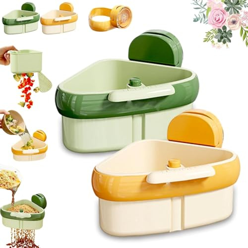 Nukssi 2pcs Suction Cup Sink Corner Rack Strainer 2025 Pro Kitchen Gadget Triangular Suction Cup Corner Sink Strainer Basket for Kitchen Bathroom Dishware (Green + Yellow)