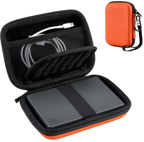 ProCase 2,5 tum extern hårddiskväska, väska och fodral för hårddisk, kompatibel med UnionSine, Seagate, Toshiba Canvio Partner, WD, Samsung SSD, universellt skyddsfodral - orange