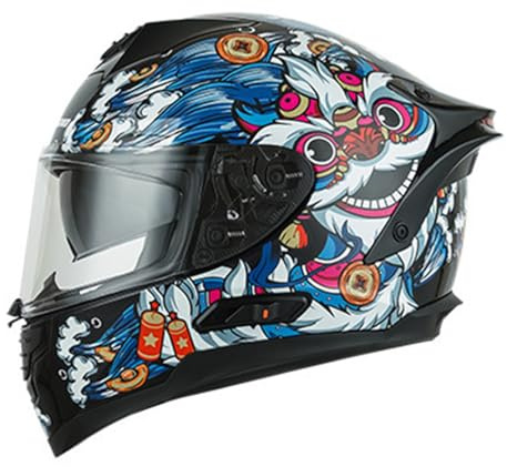 Motorradhelm Integralhelme Roller Motorrad Helm Retro Vollvisierhelm Mopedhelm Für Erwachsene Frauen Männer Atmungsaktiv ECEDOT Zertifiziert Mit Doppelvisier Sonnenblende D,XXL:63-64CM