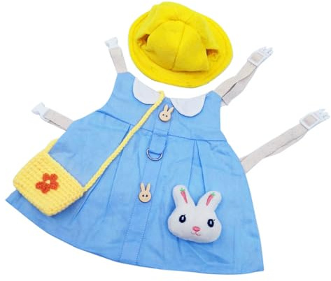 SHINEOFI Harnais Lapin en Coton Confortable Chapeau Ensemble Vêtements pour Petits Animaux Taille S Accessoires pour Promenade et Festivals